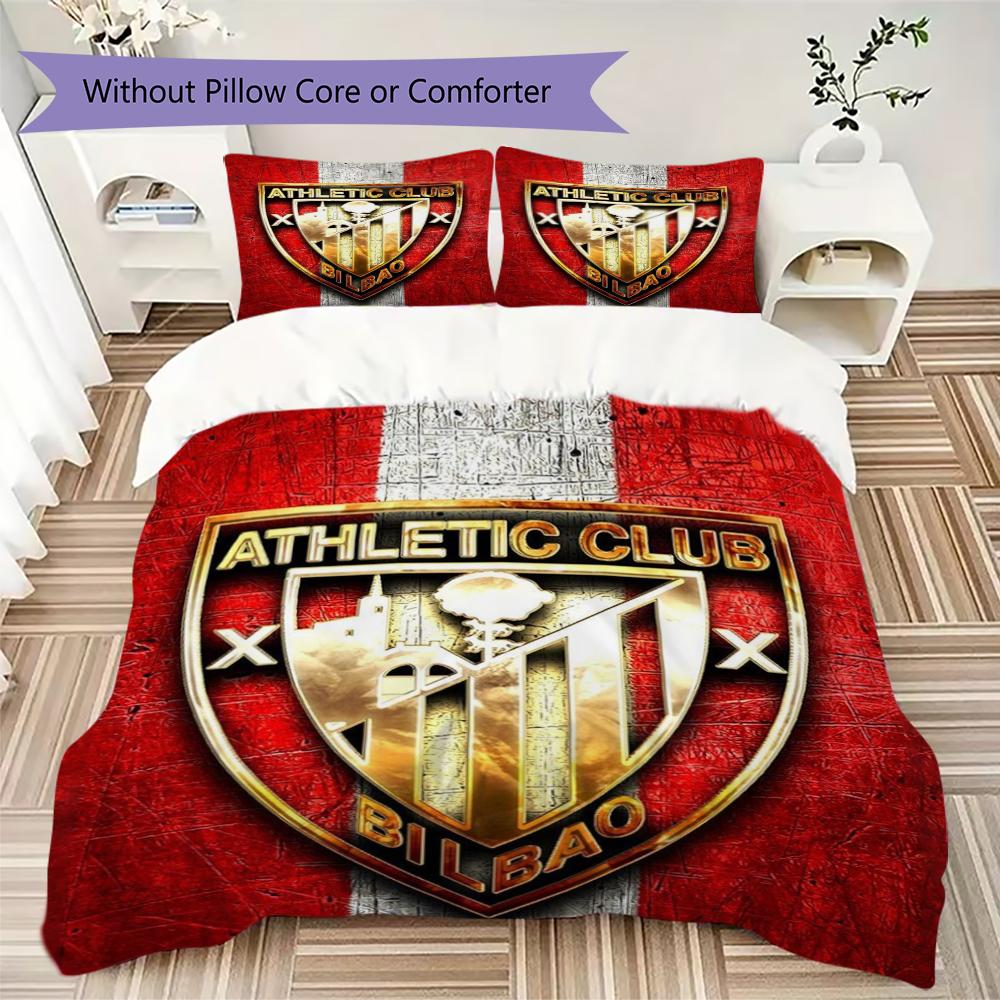 Athletic Club de Bilbao Pattern Bedding uilt Set uilt Cover Pillowcase Home Decoration Birthday Gift (1 * duvet cover + 2 * pillowcase without core)