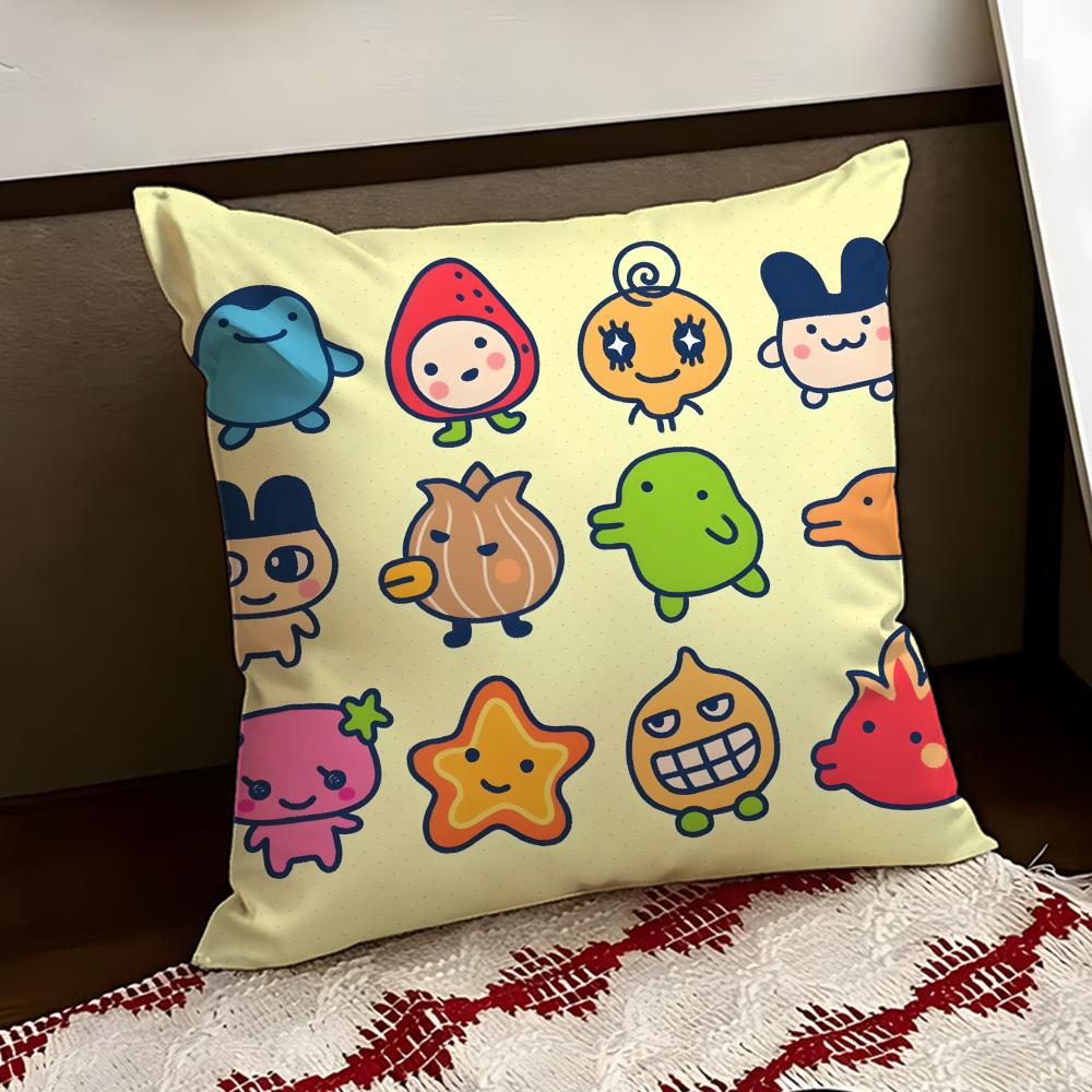 Cute TTamagotchi Cushion Cover Reversible Soft Durable Pillow Cover Home Car MultiScene Use for Daily Comfort