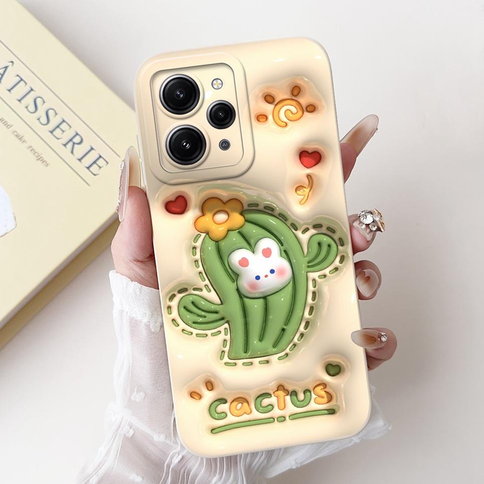 Чехол для Xiaomi Redmi 12 12c 11A Чехлы для телефона Xiaomi Poco C55 Милый Мультяшный Роскошный Цветочный Рисунок Чехол Мягкий Силиконовый Корпус