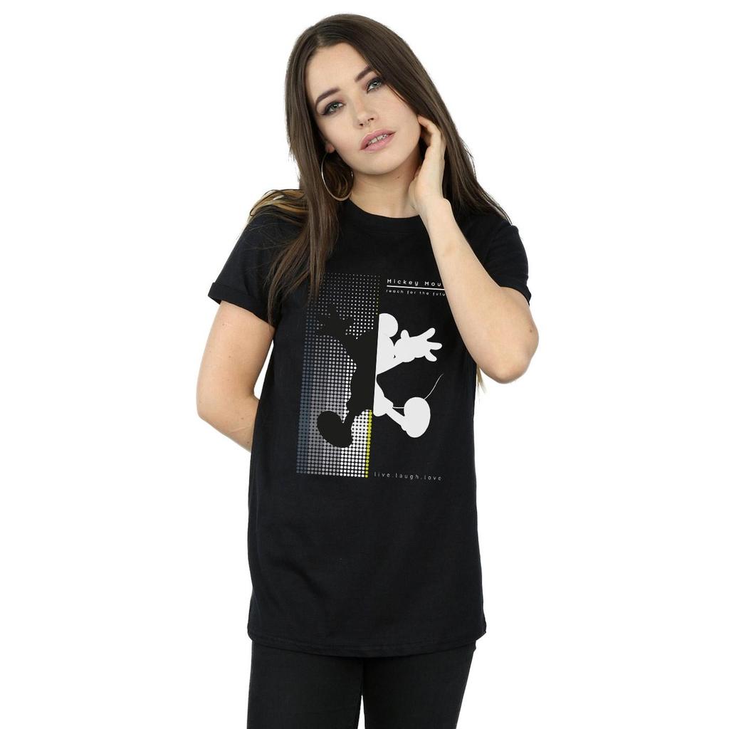 Disney Womens/Ladies Mickey Mouse Reach For The Future Cotton Boyfriend T-Shirt