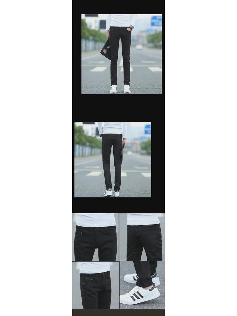 Мужские осенние узкие джинсы с бархатной подкладкой — облегающий крой, тренд в корейском стиле