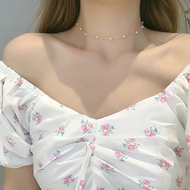 Модное жемчужное ожерелье для женщин, элегантное ожерелье-цепочка на ключицу, универсальные аксессуары и аксессуары