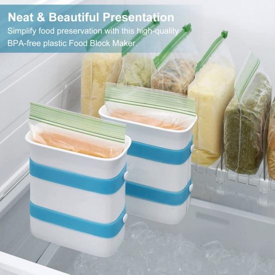 Устройство для приготовления пищевых блоков Мешок для приготовления еды Контейнер Пластиковый холодильник без BPA Холодильник Мороженое Йогурт Фруктовый десерт Суп Кирпич