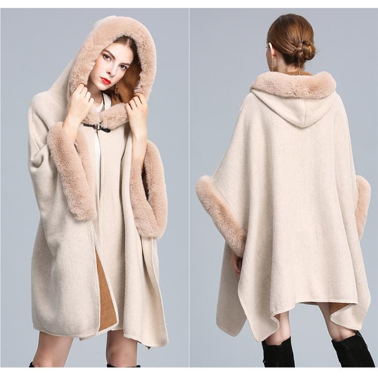 Осенне-зимняя женская накидка с шалью, куртка с капюшоном, накидка, твидовый жакет большого размера, свободный кардиган, рукава семь точек