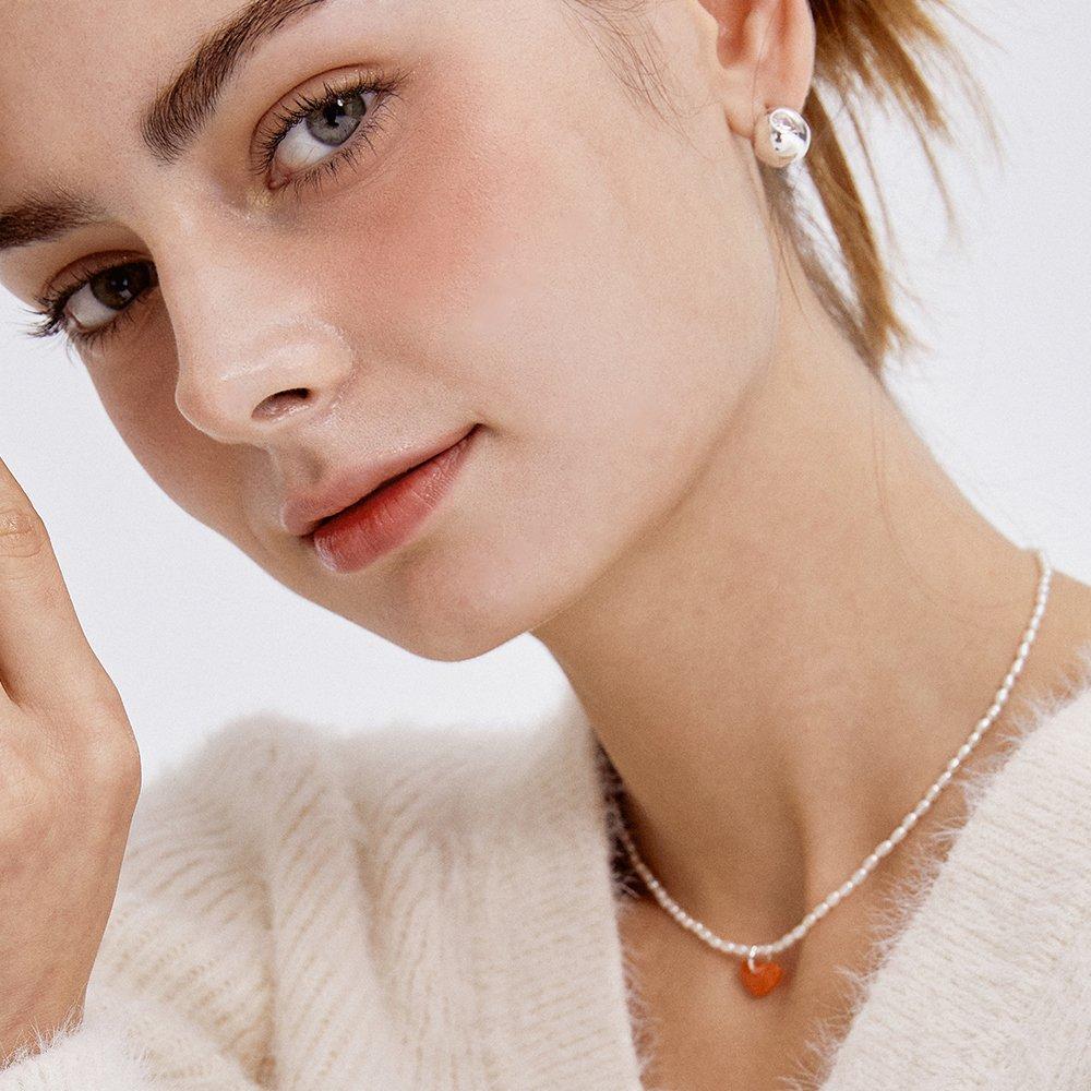 Cute Plump Heart Pearl Necklace Nz2026