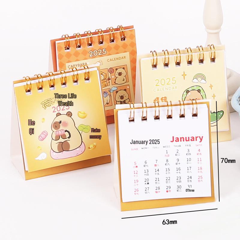 2025 Cute Cartoon Mini Desk Calendar & Memo Planner