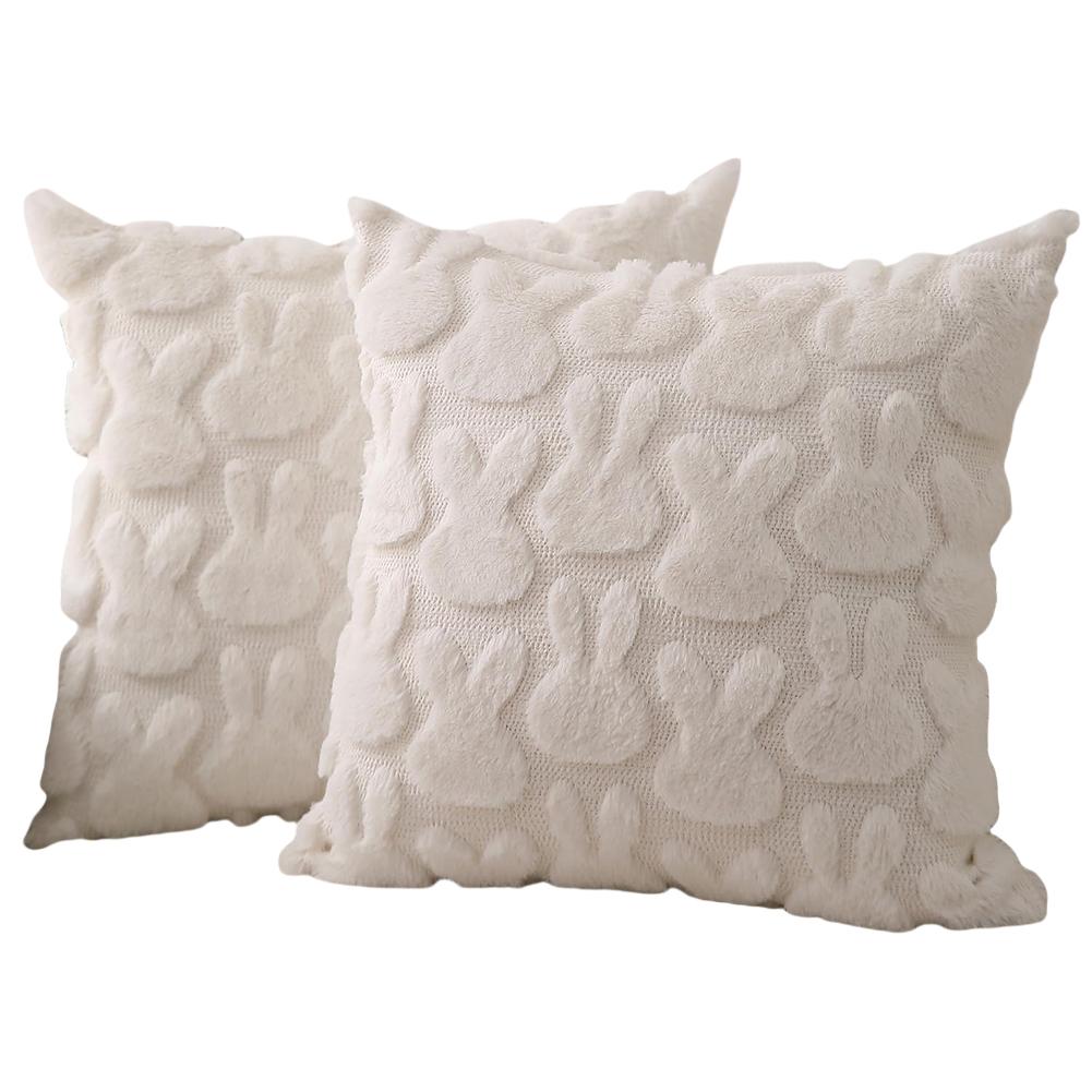 Easter Rabbits Throw Pillow Cover 45x45cm Happy Easter Pillow Cover Bunny Soft Cushion Case Decorative Pillow Covers for Home