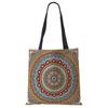 Сумки-тоут с мандалой и цветами для женщин, экологичная льняная многоразовая хозяйственная сумка, сумки с цветочным принтом для леди, для путешествий, пляжа KTY