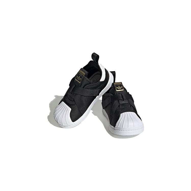 Adidas Superstar 360 I Черно-белые детские кроссовки Core-черный золотой-металлик облачно-белый HQ6082