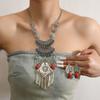 Imitation Turquoise Ethnic Style Jewelry Set Exaggerated Neck Jewelry  Women