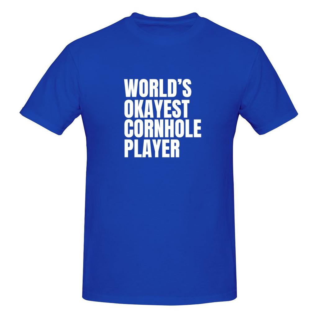 World S Okayest Cornhole Player  White Breathable And Sweatwicking Tshirt Simple Korean Style Seamless Splicing Cotton Tee