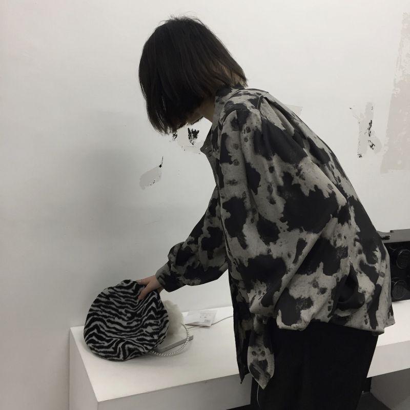 Корейский стиль ретро универсальный леопардовый принт рубашка топ свободная рубашка пальто с длинными рукавами для женщин