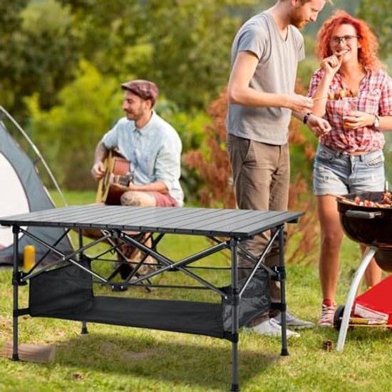 Camp table under storage bag folding pouch picnic portable basket hanging mesh camping gear organizer outdoor net bag.