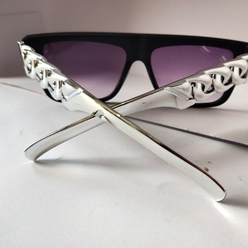 Non-polarized Luxury Gold Chain Leg Sunglasses for Men Women's Vintage Large Frame Sun Glasses Brand Shades Women Eyeglasses