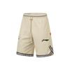 Li-Ning Спортивные баскетбольные шорты с принтом логотипа серии, эластичным поясом и завязками, прямые, быстросохнущие, свободные, баскетбольные шорты для мужчин AAPT561-2