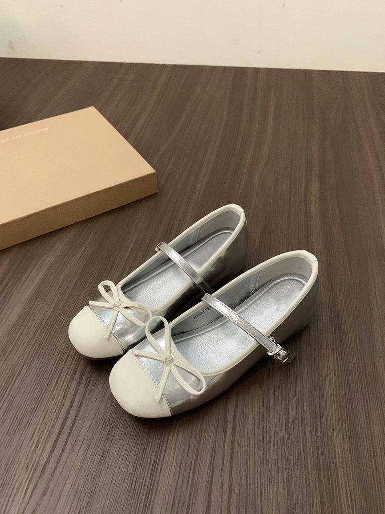 Внутренняя высота увеличивается небольшой ароматный ветровой мешок голова полутапочки женская обувь носить 2024 новые летние балетки Мэри Джейн одиночные туфли