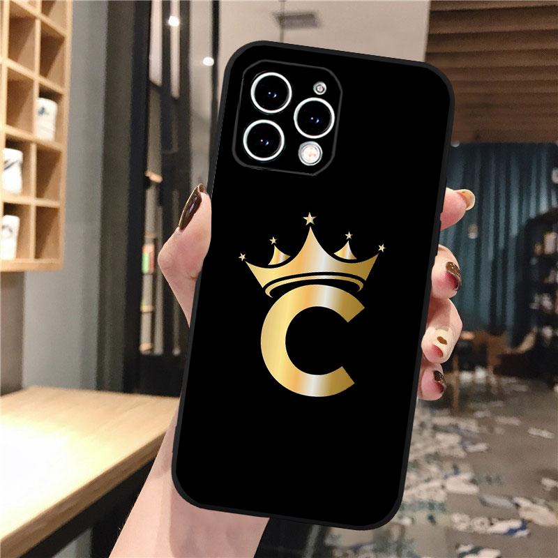 Чехол для телефона с золотой короной и буквами для iphone 15 14 Pro Max 13 12 11 Pro Max XSMax XR 12 13 mini 14 Plus Shell