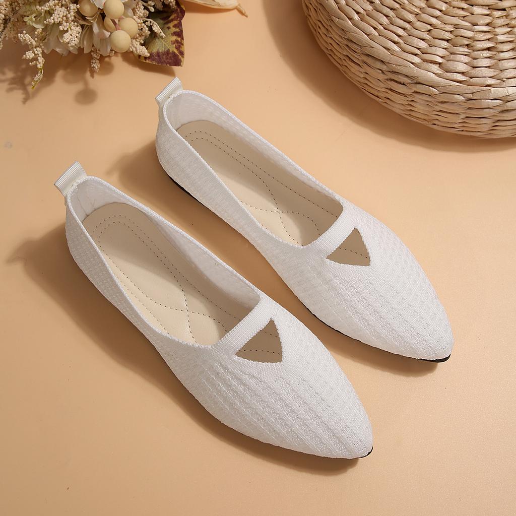 Туфли женские балетки с круглым носком повседневные женские кроссовки для платья медсестры удобные новые летние однотонные резиновые ПУ ткани для отдыха с ажурным узором