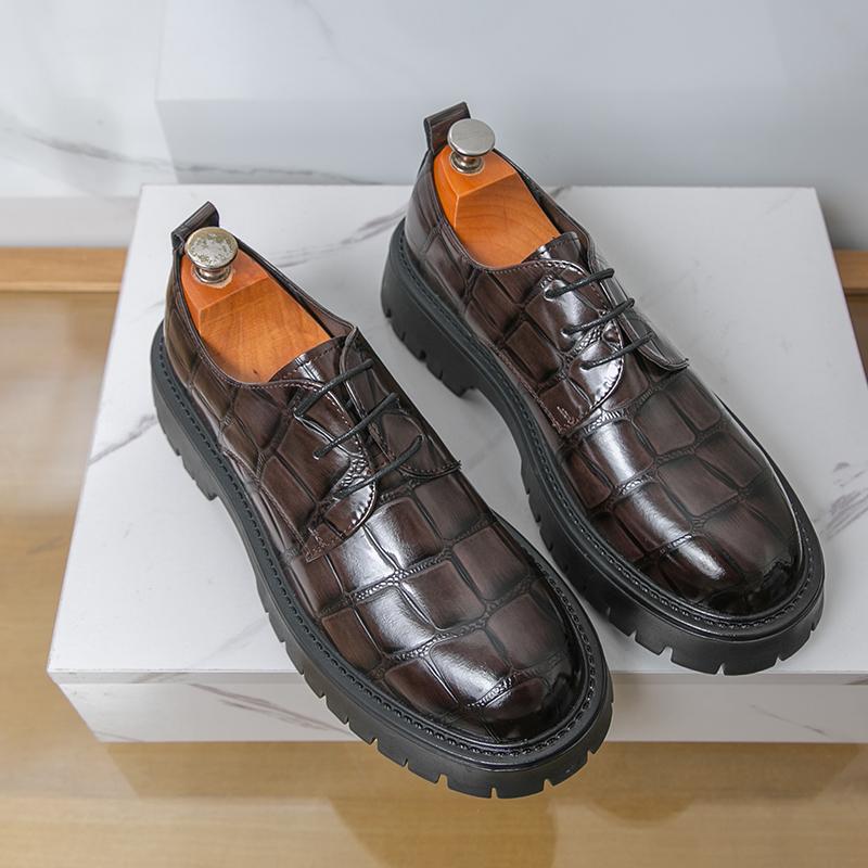 Модная мужская кожаная обувь черного и коричневого цвета, стиль джентльмена, ретро, модная уличная повседневная молодежная обувь на толстой подошве, универсальная, размеры 38-46