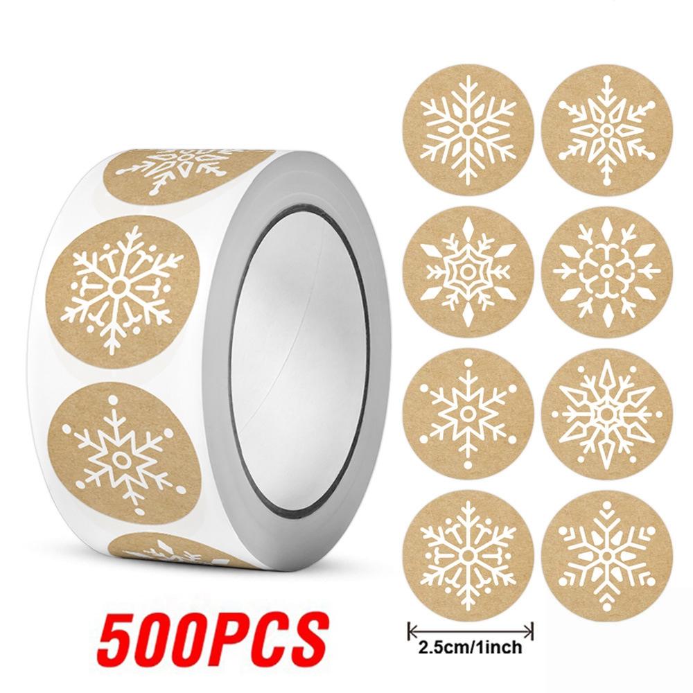 100-500pcs Kraft Paper Christmas Stickers New Year Thank You Stickers Christmas Decoration For Card Gift Box Package 1inch