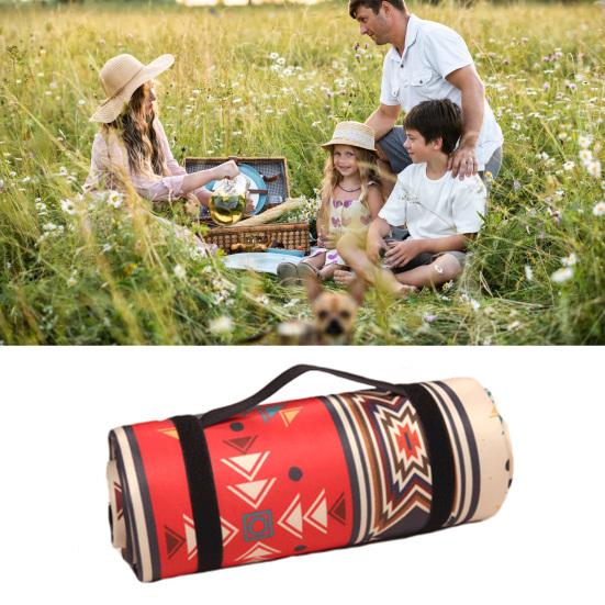 Складной пикниковый плед с веревкой для хранения, основа из алюминиевой пленки с ретро-узором, композитный процесс