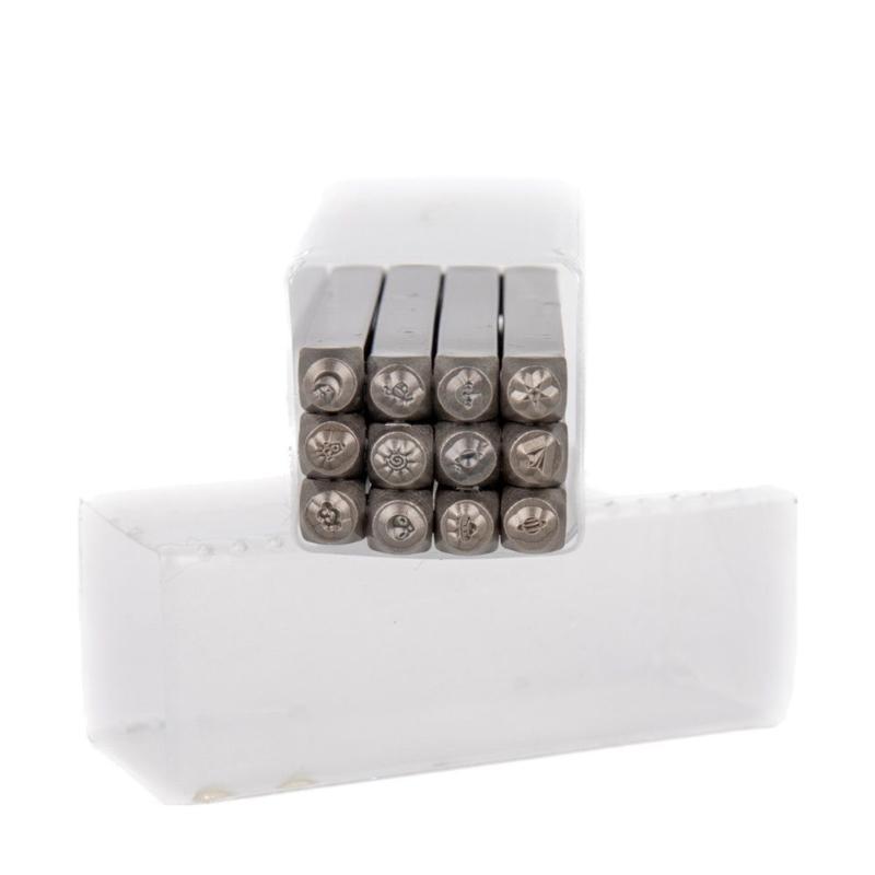 Набор из 12 металлических штампов 1/8'' (3mm) Набор штампов "Сердце и Животные" Инструмент для штамповки по металлу, коже, дереву