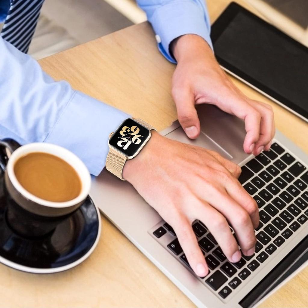Металлический Миланский Петлевой Ремешок Для Apple Watch Ultra Ремешок 49мм 42мм 44мм 45мм 41мм Стальная Сетчатая Магнитная iWatch Серии 9/8/7/6/5/4/3/SE