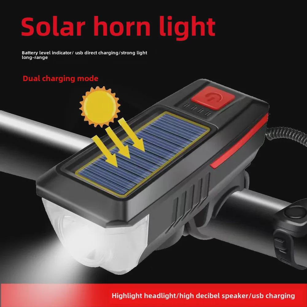Solar-Powered Bicycle Headlight with USB Charging and Electric Display