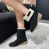 Модные осенне-зимние модные новые повседневные удобные теплые бархатные ботильоны с квадратным каблуком и круглым носком однотонные женские ботильоны