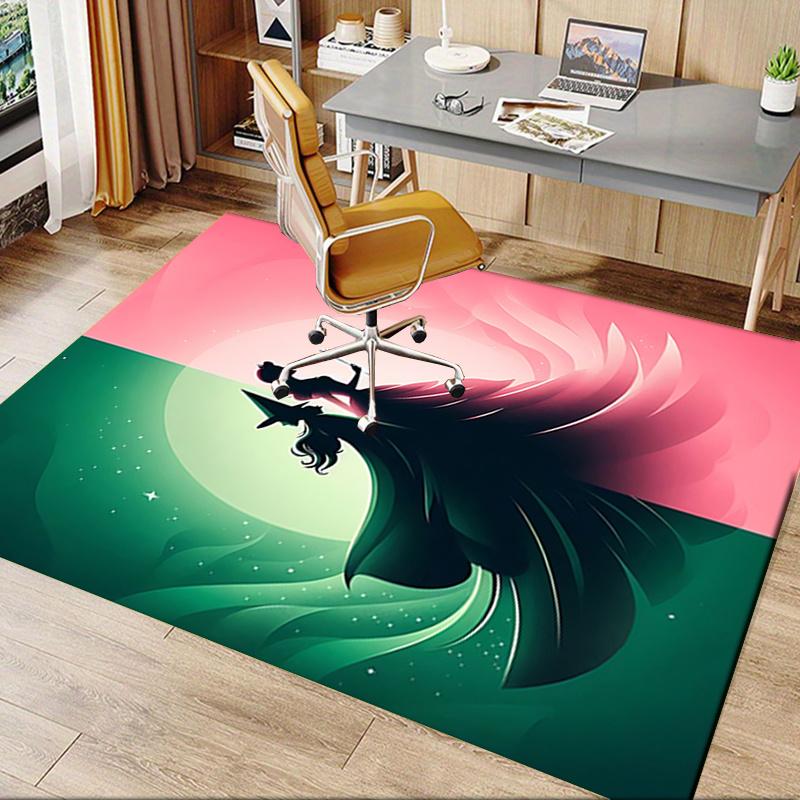 Wicked,Princess Pattern Polyester Office Carpet Chair Mats, Home Decor Dormitory Floor Protector wit