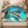 3D Ковер с оптической иллюзией Реалистичный Пруд с Рыбой Коврик для двери Впитывающий Коврик для прихожей Напольный коврик 'Глубокое море'