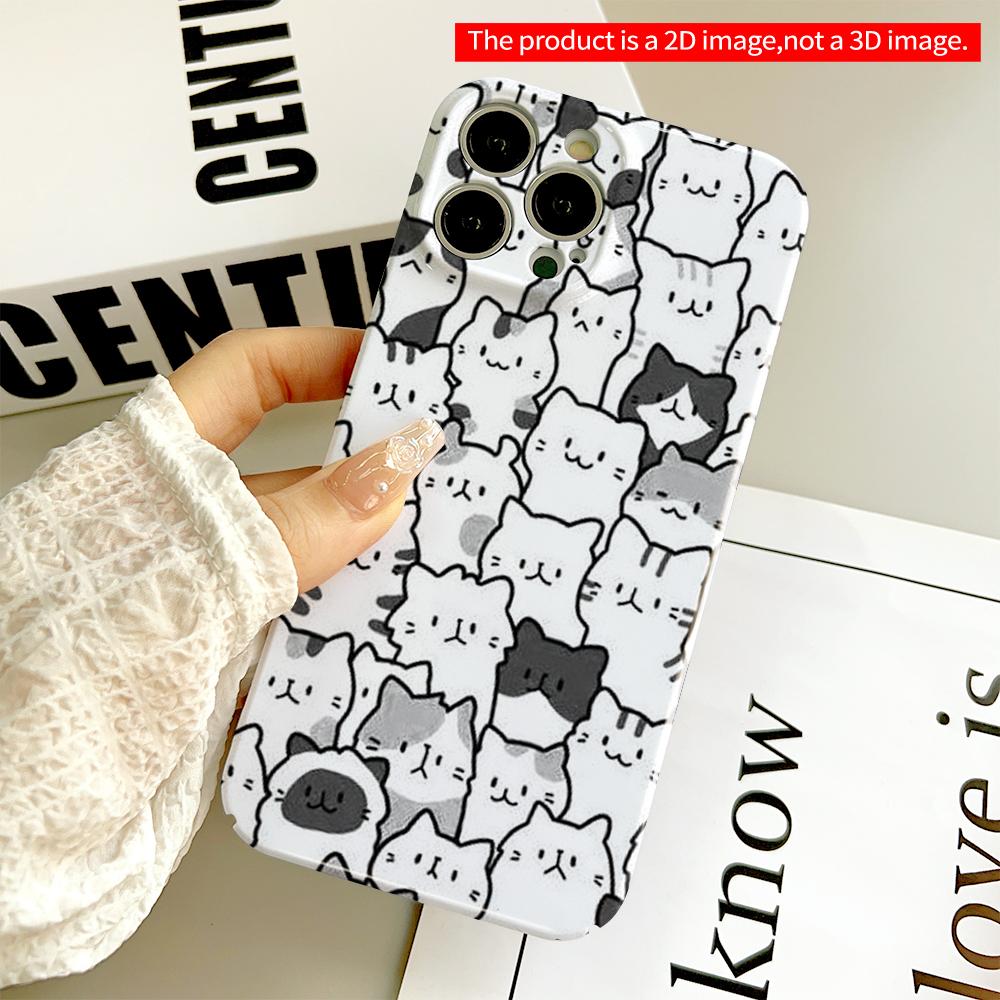 Cute Cat Pattern Phone Case All inclusive film hard phone case, compatible with iPhone 18 Pro Max 17 16 15 14 13 12 11