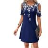 Женское модное повседневное платье с коротким рукавом, открытыми плечами, приталенного силуэта, с цветочным принтом