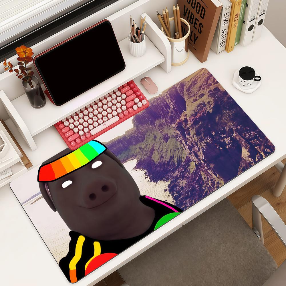 Funny print J-John Pork Mouse Pad Square Office Gaming Desk Mat Waterproof Non-Slip Rubber Decorative