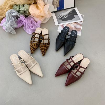 Туфли на толстом каблуке с леопардовым принтом, ретро темпераментная сумка, полушлепанцы с открытой пяткой, туфельки феи, носить 2025 новый летний сезон с юбкой, сандалии