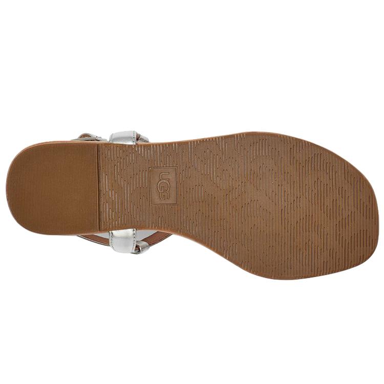 UGG Кожаные сандалии на одной лямке женские серебристые 1118516-SLVM
