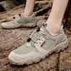 Men’s Outdoor Hiking Shoes Grey Driving Shoes Casual Slip on Summer Black Mesh Shoes Plus Size 45 46
