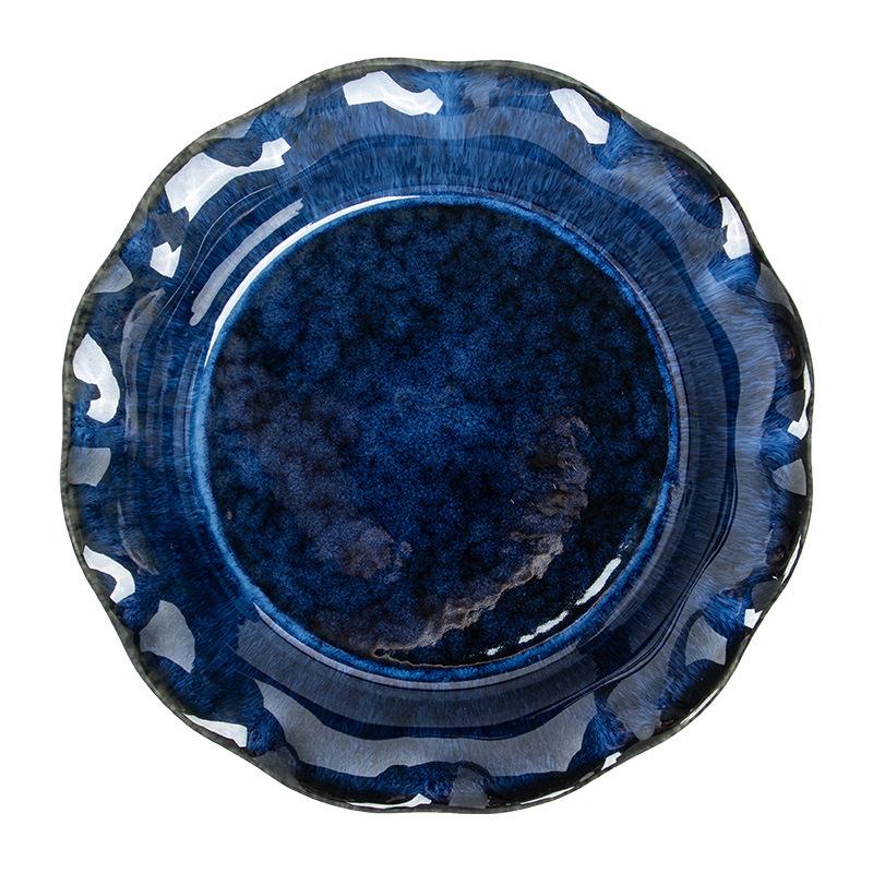 Retro Kiln Change Personalized Lace Vegetable Plate Irregular Plate Ceramic Household Fruit Plate Tableware Crayfish Large Plate Soup Plate