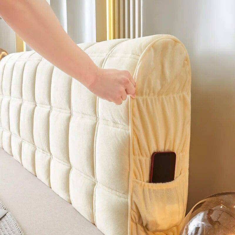 Роскошный супермягкий плюшевый стеганый чехол на голову кровати, универсальный бархатный защитный чехол на спинку кровати, утолщенный стеганый чехол на изголовье кровати
