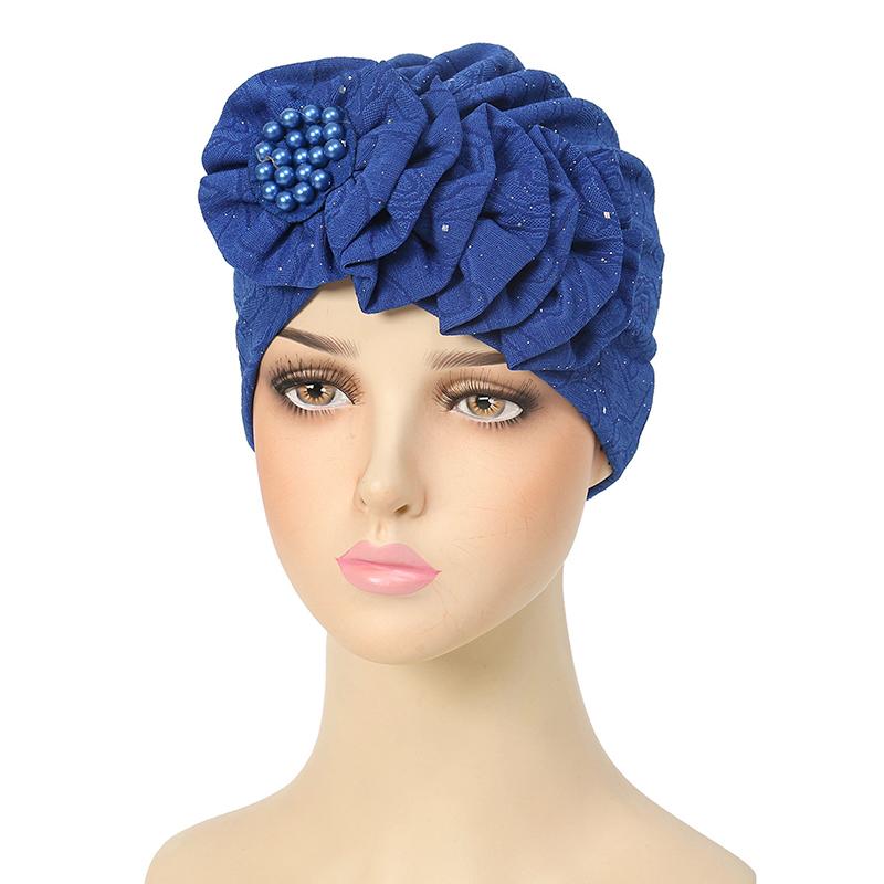 1 шт. однотонная мусульманская бандана, кепка, этнические аксессуары для волос, солнцезащитная тюрбанная шляпа, цветок, бисер, винтажный хиджаб