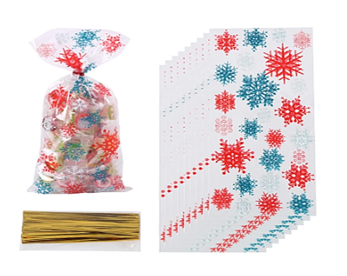 Woreczki Torebki Na Ciastka 12X27Cm/100Szt Śnieżynki Święta Boże Narodzenie