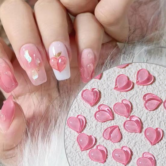 20Pcs/Pack Nail Beauty Lightweight Beautiful Decorative Ladies Peach Heart Nail Art Decorations Parts Nail Charms