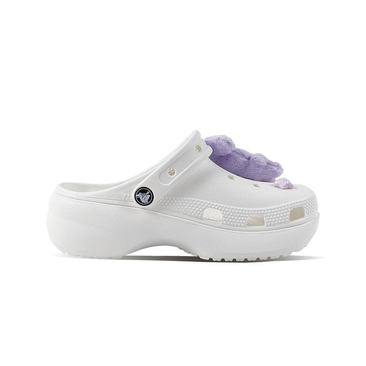 Crocs Classic Platform Clog EVA Purple Rabbit Small Fresh Cute Rabbit Versatile Classic Cloud Dok Hole Shoes Unisex White