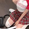 Винтажные мини-клетчатые плиссированные юбки, женская красная летняя уличная одежда в стиле Харадзюку, каваи-юбка