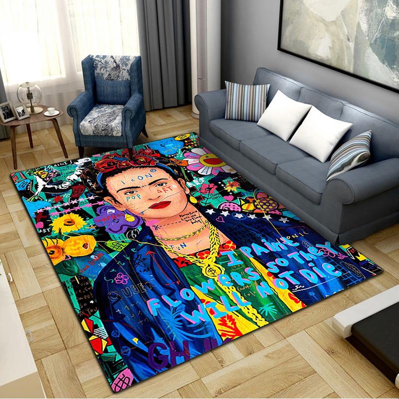 Frida Kahlo Carpet Rug for Living Room Bedroom Home Sofa Decoration,Kids play Non-slip Floor Mat