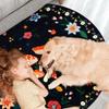 Floral Round Rug, Non-Slip Low Pile Floor Mat for Living Room or Bedroom, Kids' Room Friendly