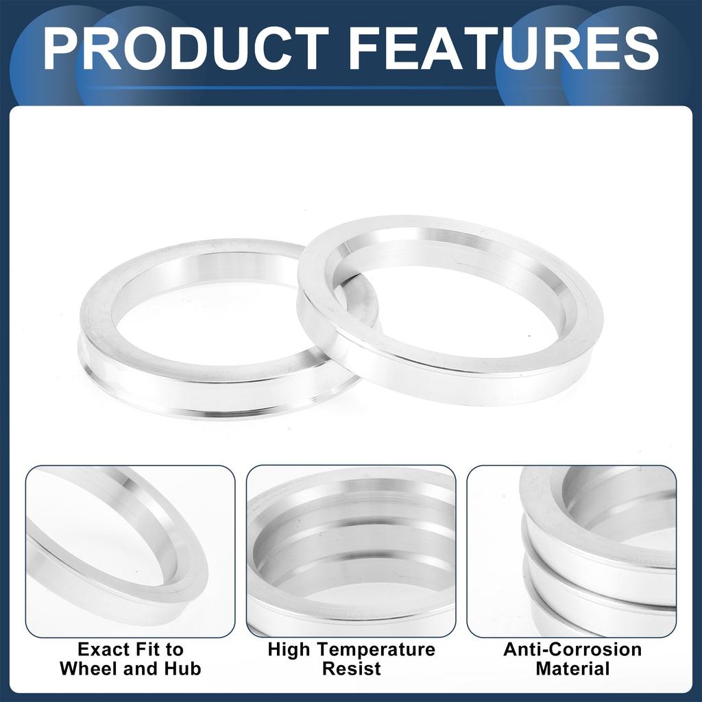 Центрирующее кольцо ступицы колеса INFINAUTO с внешним диаметром 72,1 мм и внутренним диаметром 56,1 мм, амортизирующее кольцо ступицы из алюминиевого сплава, серебристый тон, прочное