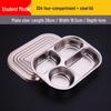 304 Stainless Steel Drop-Proof Square Dinner Plate for Kids with Four Compartments