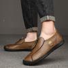 Модная весна 2025 Мужская новая удобная повседневная кожаная обувь с боковой молнией Модная мужская обувь с круглым носком ручной работы Дышащие туфли-слипоны