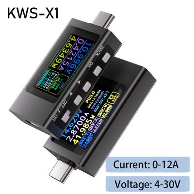KWS-2303C Type-C Зарядное устройство Детектор напряжения Двунаправленный измеритель мощности тока Тестер зарядки мобильного телефона DC 4~30V 0~12A Вольтметр